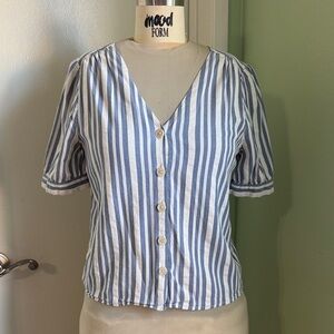 Madewell Blue and White Striped Button-Down Shirt